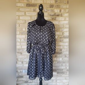 Allen B by Allen Schwartz Sheer Metallic Print 3/4 Sleeve Dress Size 12